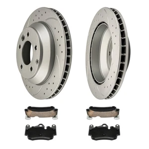 For 07-15 Audi Q7 03-06 08-10 Porsche Cayenne Rear Drilled Slotted Brake Kit - Picture 1 of 13