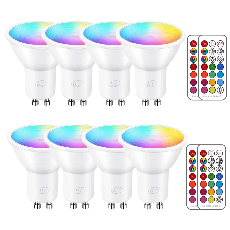 GU10 LED Light Bulb 40 Watt Equivalent Color Changing 12 Colors 5W Dimmable W... - Image 1 of 4