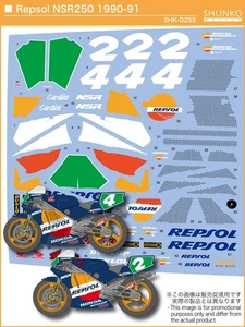 SHUNKO Decal Sheet 1:12 Scale 90-91 Repsol Honda NSR250 # SHK-D255 Carlos Cardus - Picture 1 of 5