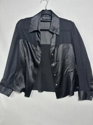 Lafayette 148 纽约黑色丝绸和透明衬衫经典和永恒 - 尺码 10 - 二手状况完好 — 第 1/4 张图片