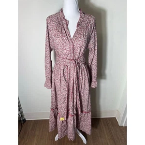 Bavbala Maxikleid Rose Blumen Langarm Gr. L - Bild 1 von 5