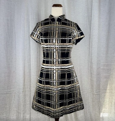 Vestido Vintage Mary Charmaine Metálico Lurex Brocado Talla Pequeña Retro De Colección Discoteca Años 70 Foto 1 de 4