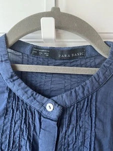 HÜBSCHES ZARA LIGHT SHEER NAVY SHIRT - L - Bild 1 von 4