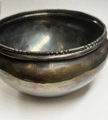GEORG JENSEN Cuenco de plata esterlina Dinamarca #251 borde con cuentas 5,38 onzas troy Foto 1 de 4