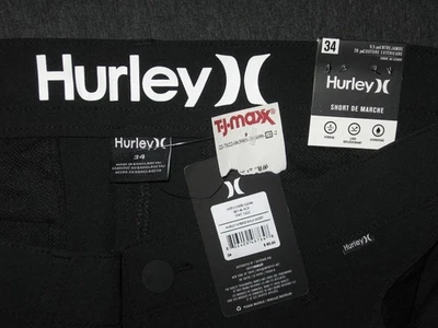 NUEVOS PANTALONES CORTOS HÍBRIDOS ELÁSTICOS HURLEY TALLA 34 X 9,5" NEGROS NUEVOS CON ETIQUETAS $60 Foto 1 de 4