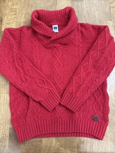 Janie and Jack Boys Sz 7 Red Sweater Cable Knit Holiday Cotton Wool Chunky - Picture 1 of 10