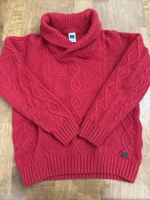 Suéter Janie and Jack Niños Talla 7 Rojo Tejido con Cable Vacaciones Algodón Lana Grueso Foto 1 de 4