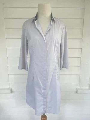 Vestido Camisa Jil Sander Rayas 3/4 Largo Botones Algodón Gris Blanco Talla 36 Foto 1 de 4