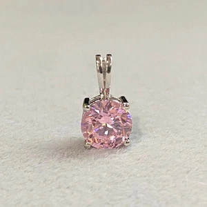 2.00 Ct Certified Pink Moissanite Round Cut Solitaire Pendant 925 Silver - Picture 1 of 6