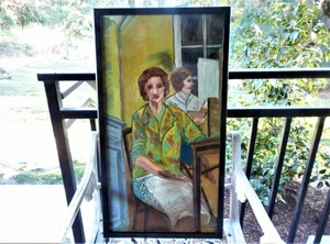 Original Fauvist Portrait von zwei Künstlern Gemälde Öl auf Essex Board - Bild 1 von 24