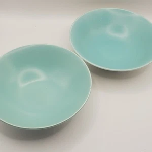 Poole Pottery Twintone Sky Blue & Dove Grey 2 Cereal/dessert bowls 16 cms - Picture 1 of 8