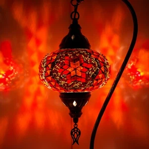 Turkish Moroccan Handmade Colorful Mosaic Swan Neck Table Bedside Night Lamp - Picture 1 of 5