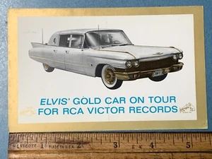 Postal de promoción vintage ""Elvis' Gold Car On Tour"" de RCA Victor Records - Imagen 1 de 2