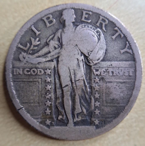 1918-S Standing Liberty Quarter 25C Very Good VG or Fine F Semi Key B Cover
