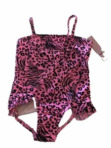 Kensie Girl Pink Animal Print Tank One Piece Swimsuit Size 4 New $38 - Picture 1 of 6