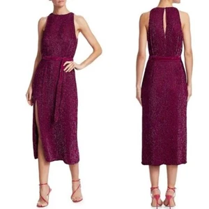 Vestido midi RETROFETE Wo Tilly lentejuelas faja atada - magenta talla M nuevo con etiquetas - Imagen 1 de 6