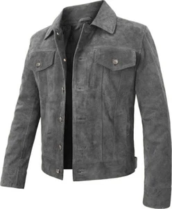 Leder Trucker Wildlederjacke Herren Retro Biker Motorrad Western Cowboy Jacke - Bild 1 von 47