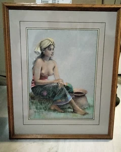 RAKA SUASTA Balinese Nude Girl Original Pastel Painting Indonesian Listed Artist - Picture 1 of 9