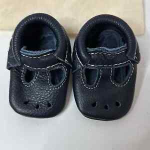 Freshly Picked Navy Blue Mary Jane Moccasin Baby Shoe Soft Sole Size 1