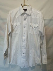 Panhandle Slim Men’s Western 16 X 34 Pearl Snap White Shirt Long Slv Cowboy - Picture 1 of 7