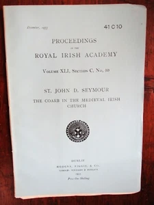 1933. St John D Seymour. The Coarb in the Medieval Irish Church. - Picture 1 of 1