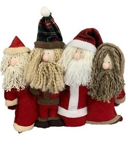 NEU Handarbeit Weihnachtsmann Brüder vier befestigt Stofftier Weihnachten Urlaub Dekor - Bild 1 von 9