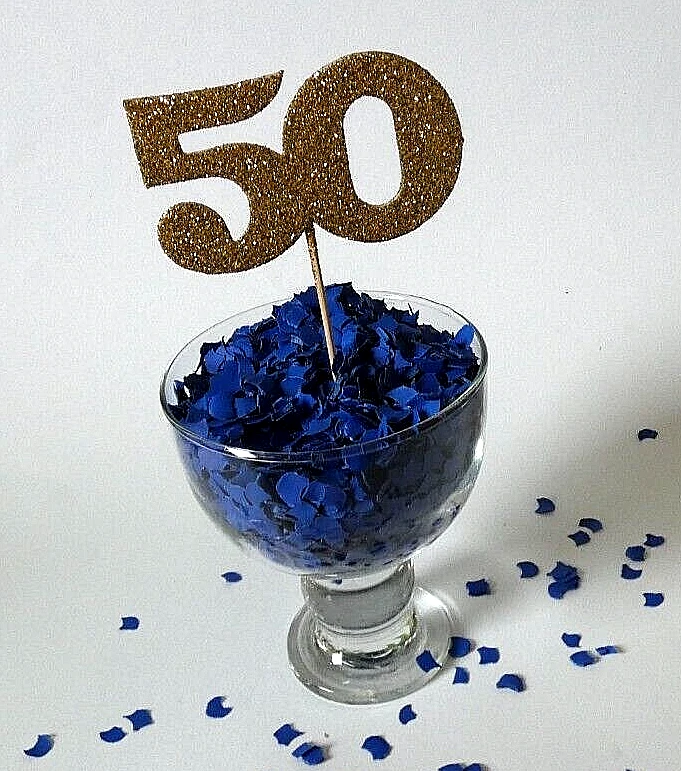 Blaues Glitzer-Konfetti Zum 90. Geburtstag – 200 Stück, Zahlen & Kreise, 3,8 Cm & 2,5 Cm