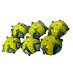6pcs 12mm Handmade Flower Round Lampwork Glass Charm Loose Beads DIY Jewelry - Picture 1 of 7