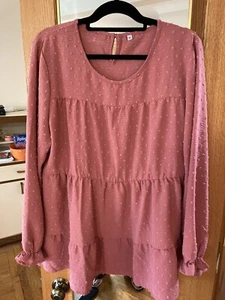 Amazon Swiss Dot Blush Pink Shirt Womens size XL ; flowy, keyhole closure - Picture 1 of 3