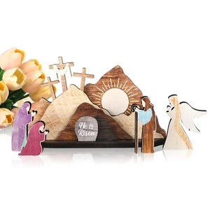 Easter Scene Wooden Decoration Easter Resurrection Scene Set Decor Religious ... - Picture 1 of 6