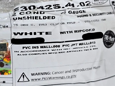 Cable de audio/seguridad/control Carol E3042S 16/2C trenzado Plenum CMP blanco/100 pies Foto 1 de 4