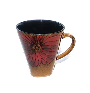 Taza de café vintage Mulberry Home Collection girasol granate rojo fondo cuadrado - Imagen 1 de 14