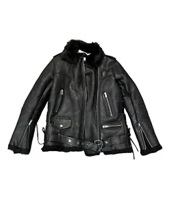 NOUR HAMMOUR VIVIENNE LAMMFELL LEDERJACKE IN SCHWARZ GR 36 NEU MIT ETIKETT - Bild 1 von 12