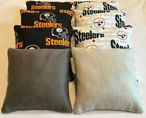 PITTSBURGH STEELERS CORNHOLE BEAN BAGS 8 BAG TOSS STICK AND SLICK ALL WEATHER