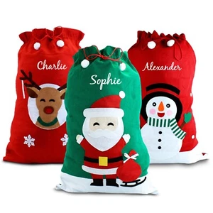 Personalised Father Christmas Reindeer Snowman Xmas Santa Sack Large Stocking - Picture 1 of 9