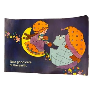 Póster vintage 1972 Take Good Care of the Earth niña galletas luna estrellas - Imagen 1 de 6
