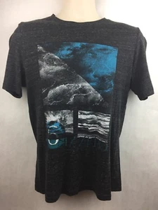 Men's 6.0 Dark Grey Six Zero Blue & White Surf Shirt Graphic T-Shirt Size M - Picture 1 of 4