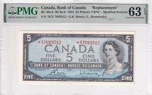 Canada, 5 Dollars, 1954, UNC, p77b, REPLACEMENT - Picture 1 of 2