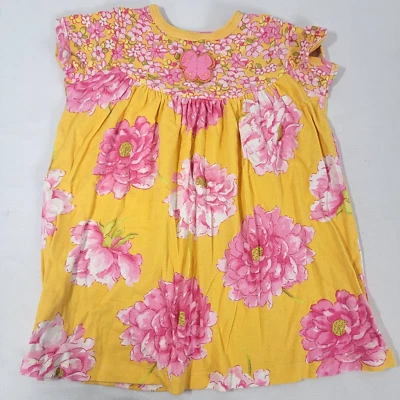 Vestido Baby Lulu Niña Manga Corta Rosa Naranja Floral Talla 4 Acento Mariposa Foto 1 de 4