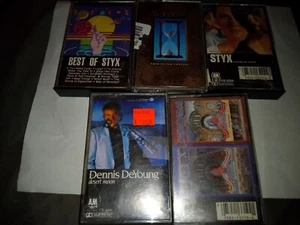 Styx 5 Cassette Lot: Dennis Deyoung, Paradise Theater, Best of, Pieces of 8 - Picture 1 of 14