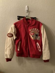 Vtg 80s San Francisco 49ers Chalk Line Leather Wool Varsity Jacket Sz M NFL NFC