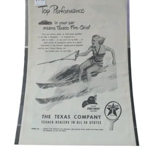 Vintage 1948 Texaco Feuerwehrchef Wasserski Werbung - Bild 1 von 3