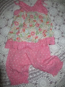 euc Beehave pink floral polkadot sun top bloomer set girls 2T free ship USA - Picture 1 of 2
