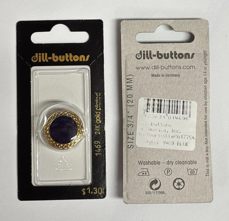 Dill Buttons ~ (1469) - 3/4" - Shank Enamel Navy 1pc - Image 1 of 1