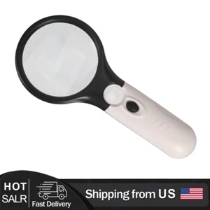3 LED Light 45X Handheld Magnifier Reading Magnifying Glass Lens Jewelry Loupe - Picture 1 of 11