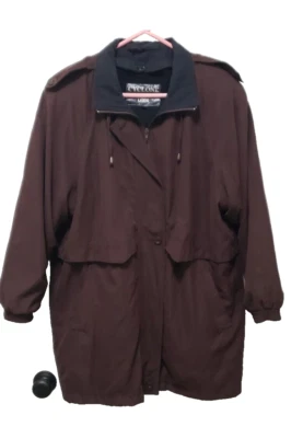 Cyclone/Utex Chocolate Brown Mid-length Rain Jacket W/ Black Turn Down Collar  M - Image 1 of 4