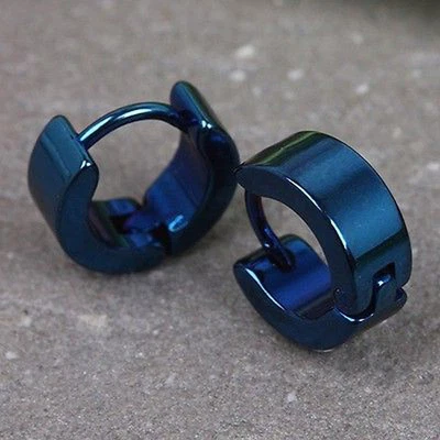 1 par de aretes tipo argolla pequeños únicos de acero inoxidable para hombres y mujeres Foto 1 de 4