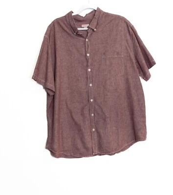 Merona Mens Button-Up Short Sleeve Shirt Size XXL Brown Cotton Blend Casual - Image 1 of 4