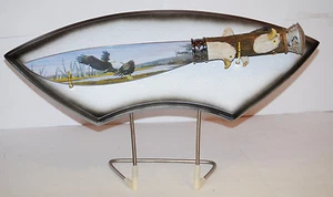 Painted Eagle Scene Knife on Wooden Display Figurine   - Picture 1 of 7
