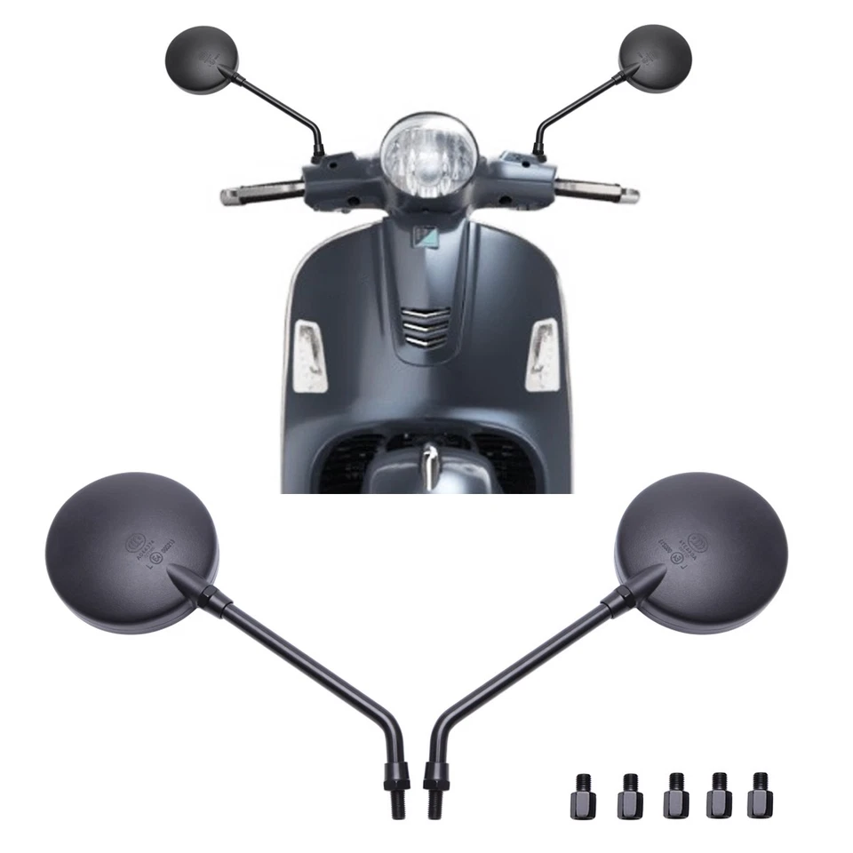 2x Espejos retrovisores laterales redondos de vástago largo para motocicleta Vespa Sprint 150s GTS GTV LX150 Foto 1 de 4